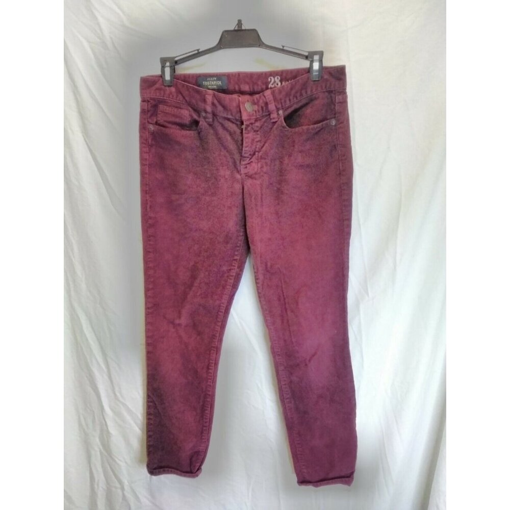 J.Crew Toothpick Corduroy Denim Plum Purple Ankle Jeans 28 Low Rise Skinny